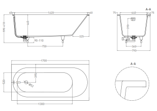 Ванна из искусственного камня Salini Ornella Kit S-Stone 102424MRH 170x80см RAL снаружи